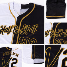 Load image into Gallery viewer, Custom White-Black Old Gold Authentic Split Fashion Baseball Jersey
