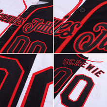 Load image into Gallery viewer, Custom White-Black Red Authentic Split Fashion Baseball Jersey
