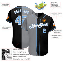 Load image into Gallery viewer, Custom Black Light Blue-Gray Authentic Split Fashion Baseball Jersey

