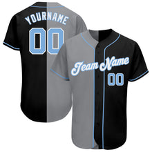 Load image into Gallery viewer, Custom Black Light Blue-Gray Authentic Split Fashion Baseball Jersey
