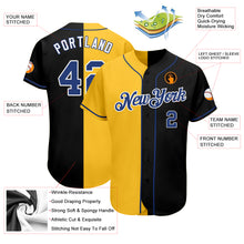 Load image into Gallery viewer, Custom Black Royal-Yellow Authentic Split Fashion Baseball Jersey
