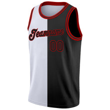 Load image into Gallery viewer, Custom White Black-Red Authentic Split Fashion Basketball Jersey
