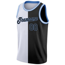 Load image into Gallery viewer, Custom White Black-Light Blue Authentic Split Fashion Basketball Jersey
