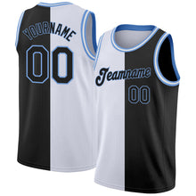 Load image into Gallery viewer, Custom White Black-Light Blue Authentic Split Fashion Basketball Jersey
