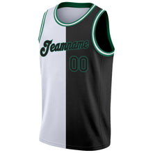 Load image into Gallery viewer, Custom White Black-Kelly Green Authentic Split Fashion Basketball Jersey
