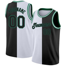 Load image into Gallery viewer, Custom White Black-Kelly Green Authentic Split Fashion Basketball Jersey
