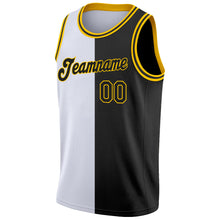 Load image into Gallery viewer, Custom White Black-Gold Authentic Split Fashion Basketball Jersey
