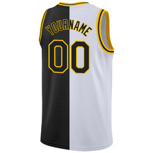 Load image into Gallery viewer, Custom White Black-Gold Authentic Split Fashion Basketball Jersey
