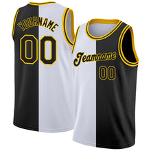 Load image into Gallery viewer, Custom White Black-Gold Authentic Split Fashion Basketball Jersey
