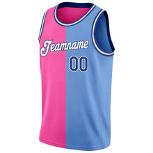 Load image into Gallery viewer, Custom Light Blue Royal-Pink Authentic Split Fashion Basketball Jersey
