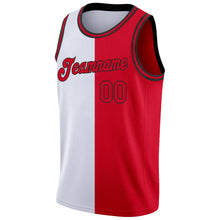 Load image into Gallery viewer, Custom White Red-Black Authentic Split Fashion Basketball Jersey
