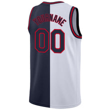 Load image into Gallery viewer, Custom White Navy-Red Authentic Split Fashion Basketball Jersey
