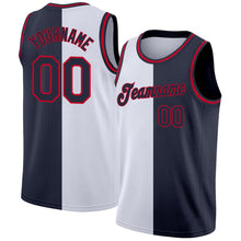 Load image into Gallery viewer, Custom White Navy-Red Authentic Split Fashion Basketball Jersey
