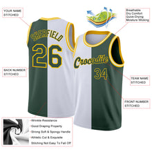 Load image into Gallery viewer, Custom White Hunter Green-Gold Authentic Split Fashion Basketball Jersey
