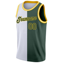 Load image into Gallery viewer, Custom White Hunter Green-Gold Authentic Split Fashion Basketball Jersey
