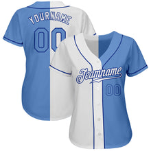 Load image into Gallery viewer, Custom White Light Blue-Royal Authentic Split Fashion Baseball Jersey
