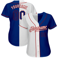 Load image into Gallery viewer, Custom White Royal-Red Authentic Split Fashion Baseball Jersey

