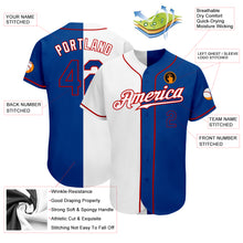 Load image into Gallery viewer, Custom White Royal-Red Authentic Split Fashion Baseball Jersey
