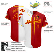 Load image into Gallery viewer, Custom White Red-Gold Authentic Split Fashion Baseball Jersey
