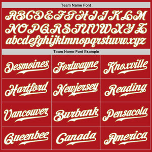Custom White Red-Old Gold Authentic Split Fashion Baseball Jersey