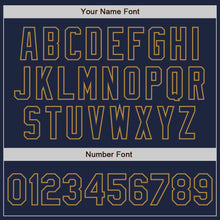 Load image into Gallery viewer, Custom White Navy-Old Gold Authentic Split Fashion Baseball Jersey
