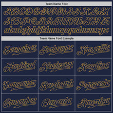 Load image into Gallery viewer, Custom White Navy-Old Gold Authentic Split Fashion Baseball Jersey
