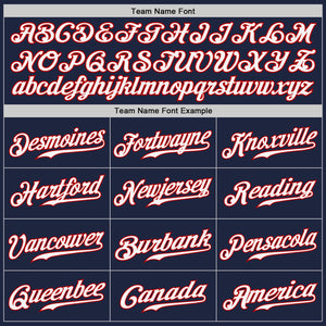 Custom White Navy-Red Authentic Split Fashion Baseball Jersey