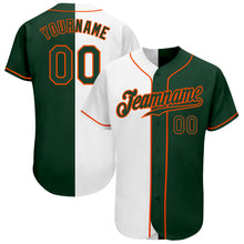 Load image into Gallery viewer, Custom White Green-Orange Authentic Split Fashion Baseball Jersey
