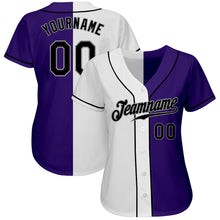 Load image into Gallery viewer, Custom White Black-Gray Authentic Split Fashion Baseball Jersey
