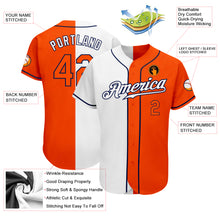 Load image into Gallery viewer, Custom White Orange-Navy Authentic Split Fashion Baseball Jersey
