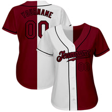 Load image into Gallery viewer, Custom White Crimson-Black Authentic Split Fashion Baseball Jersey

