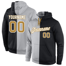 Load image into Gallery viewer, Custom Stitched Gray Old Gold-Black Split Fashion Sports Pullover Sweatshirt Hoodie
