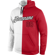 Load image into Gallery viewer, Custom Stitched White Red-Black Split Fashion Sports Pullover Sweatshirt Hoodie
