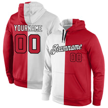 Load image into Gallery viewer, Custom Stitched White Red-Black Split Fashion Sports Pullover Sweatshirt Hoodie
