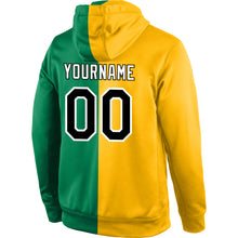 Load image into Gallery viewer, Custom Stitched Gold Black-Kelly Green Split Fashion Sports Pullover Sweatshirt Hoodie
