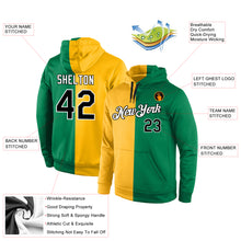 Load image into Gallery viewer, Custom Stitched Gold Black-Kelly Green Split Fashion Sports Pullover Sweatshirt Hoodie
