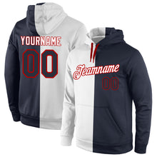 Load image into Gallery viewer, Custom Stitched White Navy-Red Split Fashion Sports Pullover Sweatshirt Hoodie
