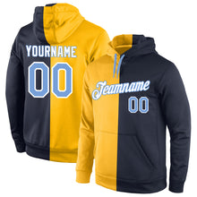 Load image into Gallery viewer, Custom Stitched Gold Light Blue-Navy Split Fashion Sports Pullover Sweatshirt Hoodie
