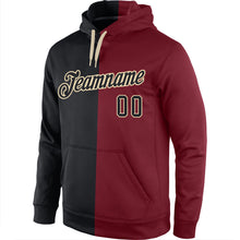 Load image into Gallery viewer, Custom Stitched Crimson Black-Cream Split Fashion Sports Pullover Sweatshirt Hoodie

