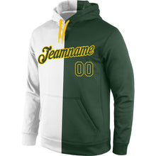 Load image into Gallery viewer, Custom Stitched White Green-Gold Split Fashion Sports Pullover Sweatshirt Hoodie
