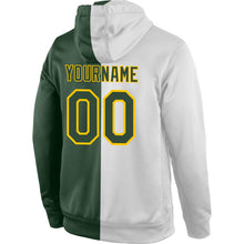 Load image into Gallery viewer, Custom Stitched White Green-Gold Split Fashion Sports Pullover Sweatshirt Hoodie
