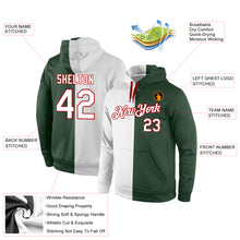 Load image into Gallery viewer, Custom Stitched Green White-Red Split Fashion Sports Pullover Sweatshirt Hoodie
