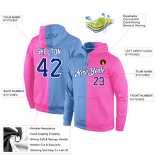Load image into Gallery viewer, Custom Stitched Light Blue Royal-Pink Split Fashion Sports Pullover Sweatshirt Hoodie
