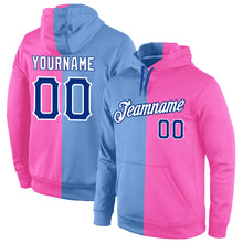 Load image into Gallery viewer, Custom Stitched Light Blue Royal-Pink Split Fashion Sports Pullover Sweatshirt Hoodie
