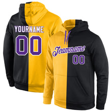 Load image into Gallery viewer, Custom Stitched Gold Purple-Black Split Fashion Sports Pullover Sweatshirt Hoodie
