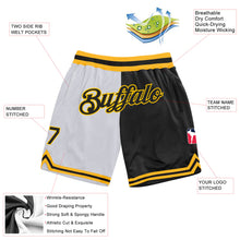 Load image into Gallery viewer, Custom White Black-Gold Authentic Throwback Split Fashion Basketball Shorts
