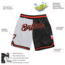 Load image into Gallery viewer, Custom White Black-Orange Authentic Throwback Split Fashion Basketball Shorts
