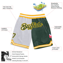 Load image into Gallery viewer, Custom White Hunter Green-Gold Authentic Throwback Split Fashion Basketball Shorts
