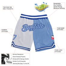 Load image into Gallery viewer, Custom White Light Blue-Royal Authentic Throwback Split Fashion Basketball Shorts
