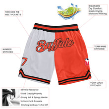 Load image into Gallery viewer, Custom White Orange-Black Authentic Throwback Split Fashion Basketball Shorts
